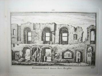 121 / Delft Ruïne Koningsveld  Kopergravure 18e Eeuw beschikbaar voor biedingen