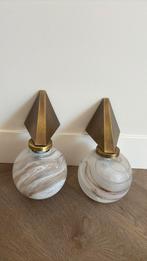 Vintage wandlampen messing glas, Huis en Inrichting, Lampen | Wandlampen, Ophalen, Zo goed als nieuw, Glas, Vintage retro art deco