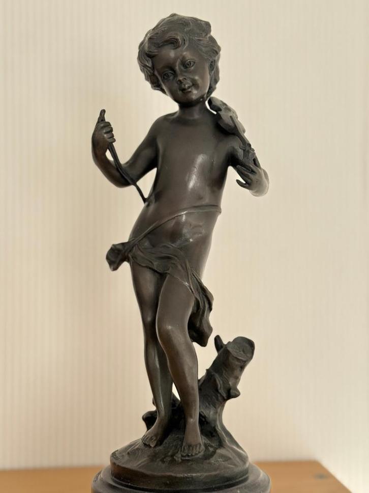 A Moreau (1834-1917) groot Sculptuur   Jongen in Brons, Antiek en Kunst, Kunst | Beelden en Houtsnijwerken, Ophalen of Verzenden