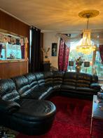 zwarte leren hoekbank met lounge stevige kwaliteit Natuzi, Gebruikt, 100 tot 125 cm, Hoekbank, 300 cm of meer