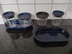 Tupp Exclusieve roomstel blauw en zwart suikerpot, melkkan, Huis en Inrichting, Keuken | Tupperware, Ophalen of Verzenden, Blauw