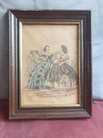 Mooie antieke plaat in antieke houten lijst 25,5 x 20., Ophalen of Verzenden