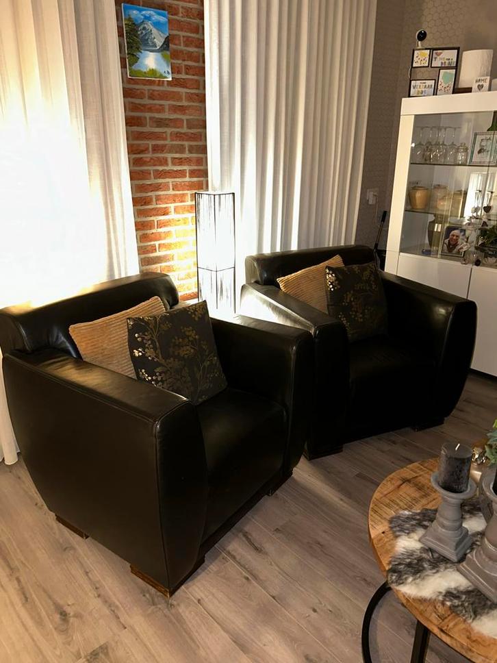 2 Leren Fauteuils Palau, Huis en Inrichting, Fauteuils, Gebruikt, Leer, 75 tot 100 cm, Ophalen