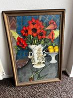 Schilderij vaas met bloemen - 70x50 cm, Antiek en Kunst, Kunst | Schilderijen | Klassiek, Ophalen of Verzenden
