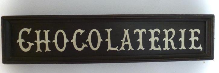 Handgeschilderd houten bord/Chocolaterie/Chocolade/Bonbon, Verzamelen, Merken en Reclamevoorwerpen, Zo goed als nieuw, Reclamebord