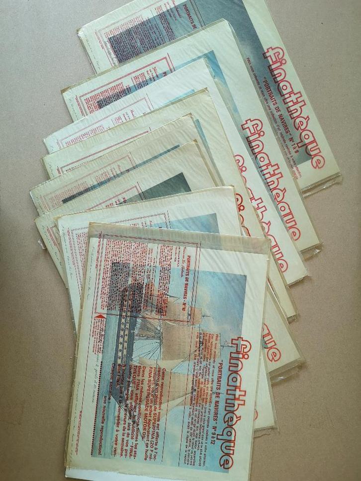 8 Reproducties schilderijen van schepen 'Portrait de naviro', Antiek en Kunst, Kunst | Litho's en Zeefdrukken, Ophalen of Verzenden