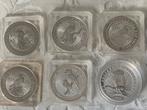 6 kookaburra’s 2 oz zilver elk, Ophalen of Verzenden, Zilver