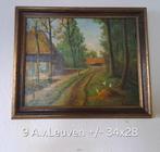 Schilderij A. van Leuven 34x28, Antiek en Kunst, Ophalen