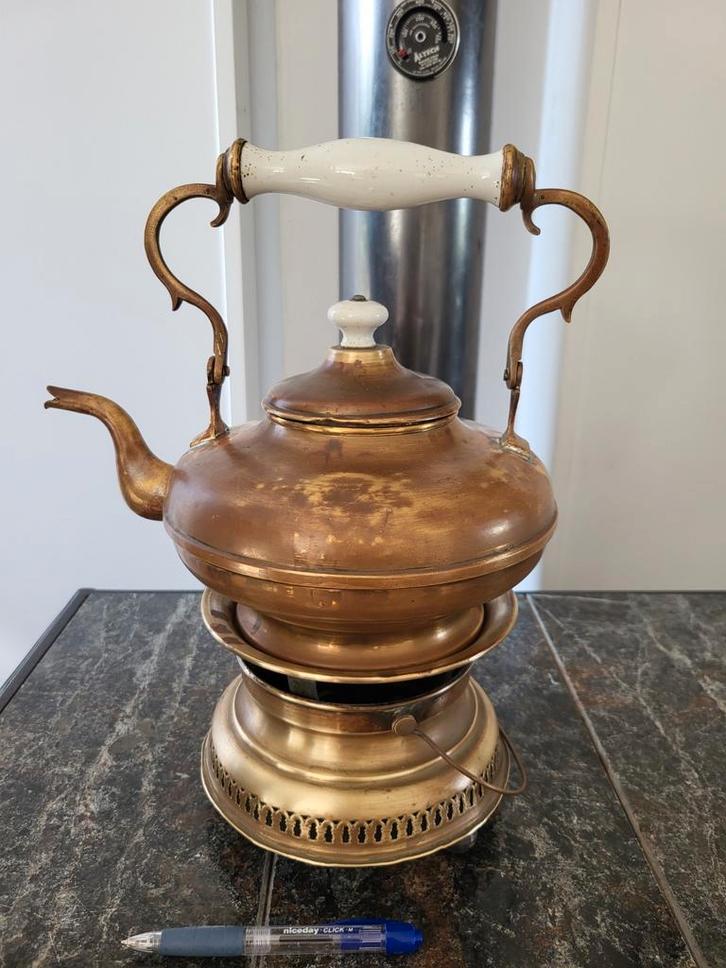 Antiek Koperen Kamerstel met Warmhoudplaat, Antiek en Kunst, Antiek | Koper en Brons, Koper, Ophalen of Verzenden