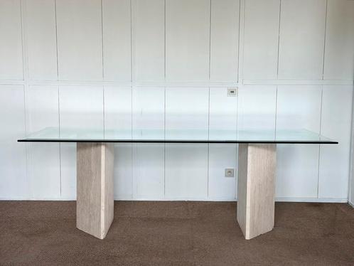 Vintage design travertine eetkamertafel, ca 1980’s, Antiek en Kunst, Antiek | Meubels | Tafels, Ophalen of Verzenden