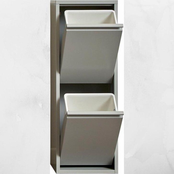 Prullenbak 2 vakken - Afvalemmer 30 Liter-Metaal-33x25x93cm, Huis en Inrichting, Woonaccessoires | Prullenbakken, Nieuw, Metaal