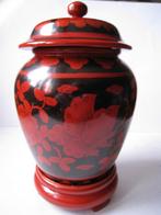 GELAKTE HOUTEN DEKSELPOT MET VOET  ; BIRMA, Antiek en Kunst, Verzenden