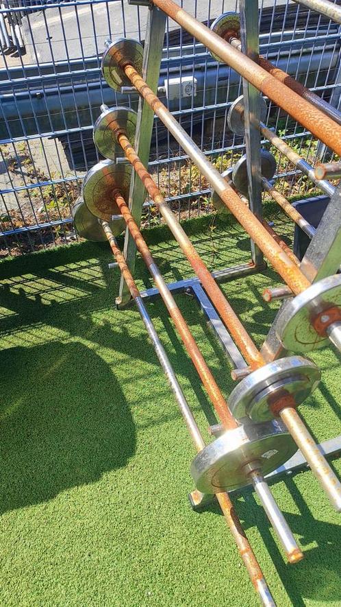 Barbell set compleet met houders, Sport en Fitness, Fitnessmaterialen, Gebruikt, Ophalen of Verzenden