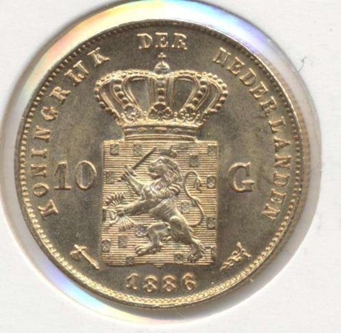 Nederland 10 Gulden 1886 Willem 3, Postzegels en Munten, Edelmetalen en Baren, Goud, Ophalen of Verzenden