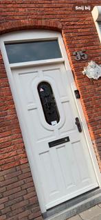 Voordeur merbau met glas en lood, Ophalen, Gebruikt, 80 tot 100 cm, 200 tot 215 cm