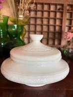 Antieke Franse witte opaline dekselpot relief, Ophalen of Verzenden