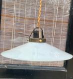 Vintage hanglampje opaal glas, bronze afwerking incl. Led, Retro, vintage, Ophalen of Verzenden, Zo goed als nieuw, Glas