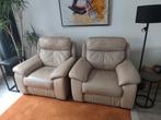 2x vol lederen fauteuils, electrisch verstelbaar, Ophalen, Eenpersoons, 75 tot 100 cm, Zo goed als nieuw