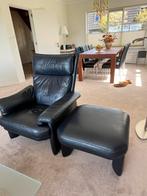 Leren Rolf Benz stoel met hocker, Huis en Inrichting, Ophalen, Gebruikt, 50 tot 75 cm, Leer