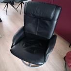 Comfortabele Draaistoel - Zwart Leer, Ophalen, Gebruikt, 75 tot 100 cm, Industriëel