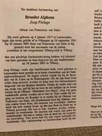 broeder Pielage 1917 Leeuwarden 2003 Tilburg, Verzamelen, Bidprentjes en Rouwkaarten, Ophalen of Verzenden, Bidprentje