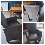 Eetkamer tafel eiken met 4 buffelleren stoelen., Ophalen of Verzenden, Gebruikt, 4 tot 6 stoelen