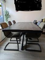 Rechthoekige zwarte houten eettafel 200x100x76 cm, Ophalen, 200 cm of meer, 50 tot 100 cm, Zo goed als nieuw