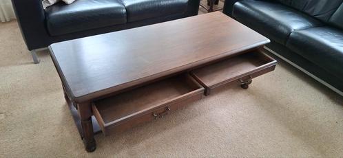 Eiken Salontafel met Lades en Onderplank, Huis en Inrichting, Tafels | Salontafels, Gebruikt, Minder dan 50 cm, 100 tot 150 cm