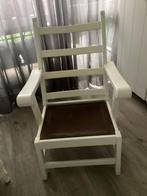 Vintage stoel en salontafel met vitrage, Gebruikt, Wit, Ophalen of Verzenden, Eén