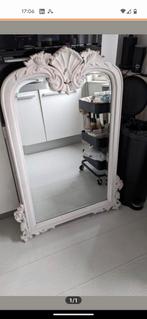 Witte brocante spiegel, Huis en Inrichting, Gebruikt, 100 tot 150 cm, Ophalen of Verzenden, Rechthoekig