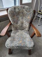 Vintage eikenhouten rookstoel/ fauteuil / armstoel., Ophalen, Gebruikt, 50 tot 75 cm