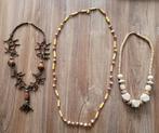 3 vintage houten kettingen, Ophalen of Verzenden, Gebruikt, Bruin, Overige materialen