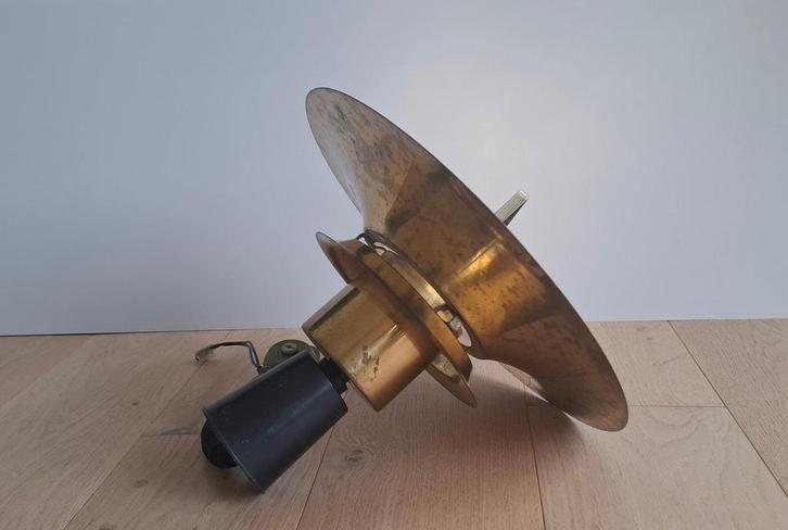 Vintage massief messing hanglamp Vitrika - Deens design, Huis en Inrichting, Lampen | Hanglampen, Gebruikt, Minder dan 50 cm, Metaal