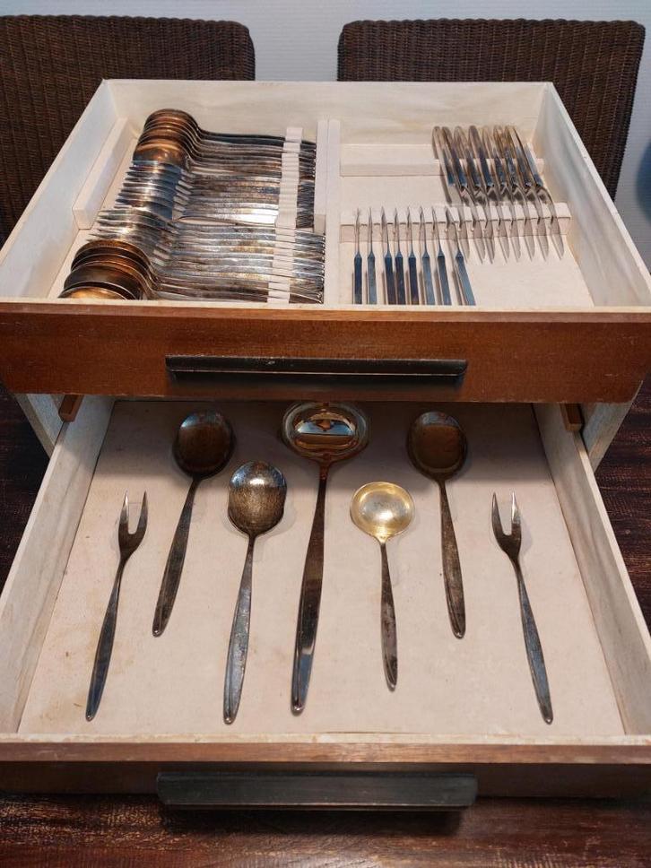 Vintage Verzilverde Bestekcassette, Antiek en Kunst, Antiek | Bestek, Ophalen