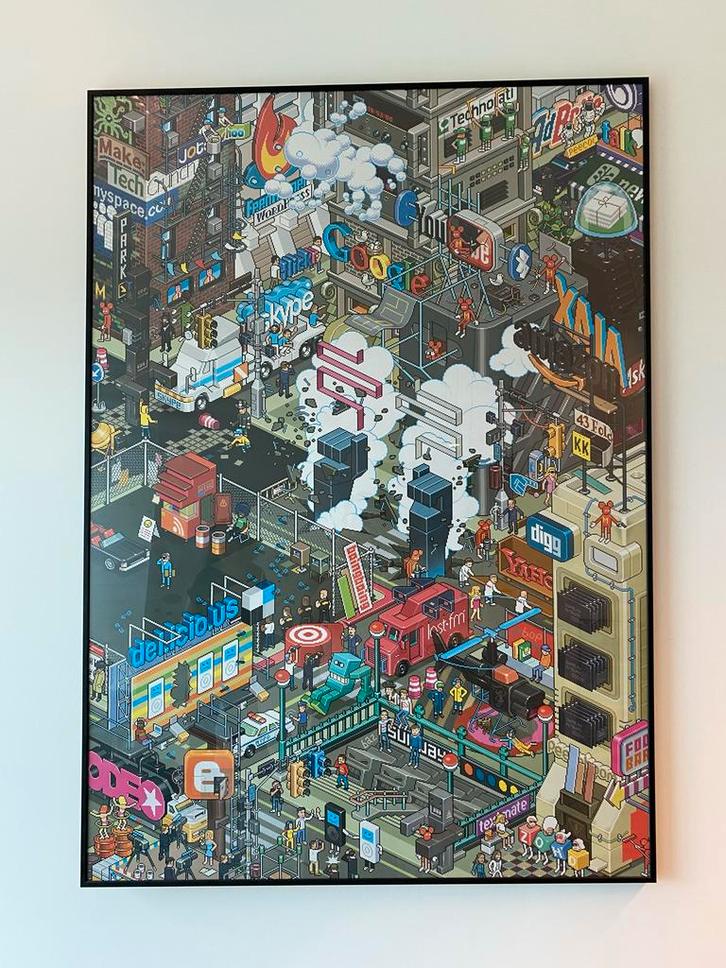 Heye eBoy Pixoramas Posters in Lijst - Amsterdam, Huis en Inrichting, Woonaccessoires | Schilderijen, Tekeningen en Foto's, Zo goed als nieuw