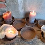 1x Brocante oude beschuitvorm kandelaar roest ø 10cm *Etage3, Gebruikt, ., Ophalen of Verzenden, .