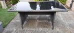 Terrastafel met glasplaat wicker en aluminium frame. i.p.st., Rechthoekig, Zo goed als nieuw, Ophalen, Aluminium