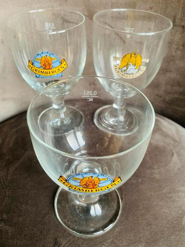 3 Grimbergen Bierglazen bierglas bier glas verschillend, Verzamelen, Biermerken, Ophalen of Verzenden, Zo goed als nieuw, Glas of Glazen