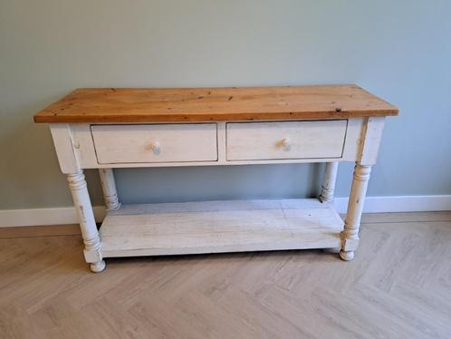 Robuuste Sidetable incl 2 lades, Huis en Inrichting, Tafels | Sidetables, Gebruikt, 25 tot 50 cm, 150 tot 200 cm, Rechthoekig