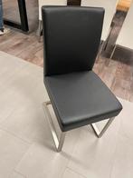 4 zwarte stoelen, rvs poot, Huis en Inrichting, Stoelen, Ophalen, Zo goed als nieuw, Zwart