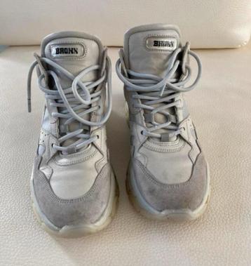 Bronx sneakers gympen grijsbeige leer met suède mt 37 beschikbaar voor biedingen