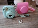 Instax Mini 9 Baby Blauw + Roze Hoesje & Lens, Ophalen of Verzenden, Gebruikt, Polaroid, Fuji
