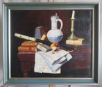 Stilleven met partituur en pijp - Olieverf op doek, Antiek en Kunst, Kunst | Schilderijen | Klassiek, Ophalen of Verzenden