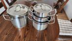 4 delige pannenset, Huis en Inrichting, Keuken | Potten en Pannen, Ophalen, Zo goed als nieuw, Rvs, Pannenset