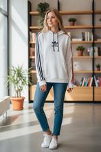 Adidas Originals witte hoodie met strepen – maat M Unisex, Ophalen of Verzenden, Zo goed als nieuw, Wit