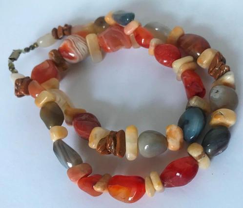 Prachtige edelstenen ketting collier, Sieraden, Tassen en Uiterlijk, Kettingen, Zo goed als nieuw, Steen of Mineraal, Met edelsteen