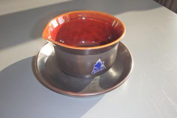 Vintage juskom Driehoek Potterie Huizen, donkerbruin oranje  beschikbaar voor biedingen