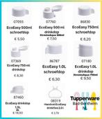 Tupperware dop voor ecofles diverse maten, nieuw,, Huis en Inrichting, Keuken | Tupperware, Ophalen of Verzenden, Nieuw, Wit, Overige typen