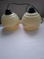 Oude jaren 30/40 glazen hanglampen, Huis en Inrichting, Lampen | Hanglampen, Ophalen of Verzenden, Gebruikt, Glas, Minder dan 50 cm