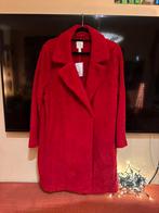 Lange fluffy rode wintermantel H&M nieuw met prijskaartje 38, Maat 38/40 (M), H&M, Verzenden, Nieuw